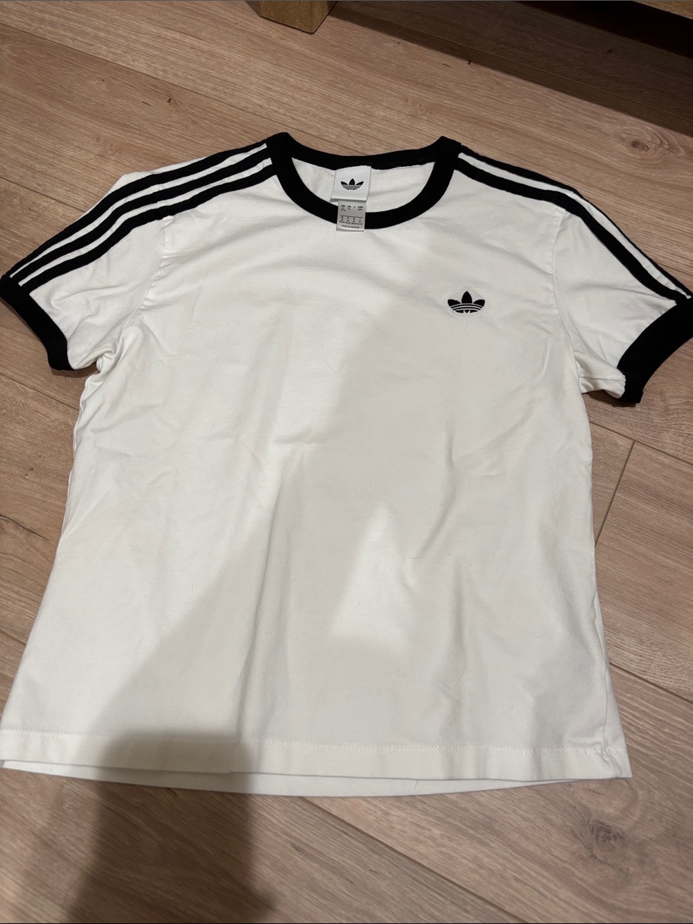 adidas White & Black Trefoil Ringer Short Sleeve Tee
